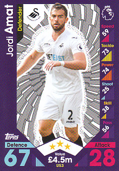 Jordi Amat Swansea City 2016/17 Topps Match Attax Extra  #U53